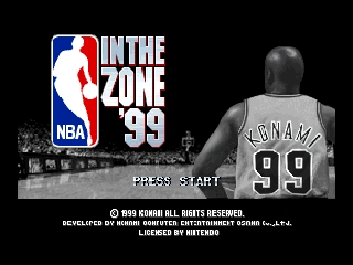 NBA In the Zone '99 title screen for Nintendo 64